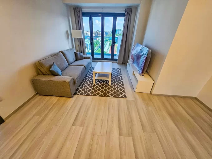 Brand new 3+1 bedroom luxury apartment in The Blue Haven Residencies, 10th Floor, Hulhumale'. A photo of the apartment bathroom, bedroom and living area.