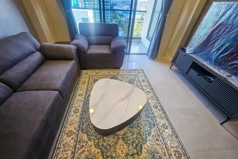 Fully furnished 3 bedroom luxury apartment in RainCoral Residence, 11th Floor, Hulhumale'. A photo of the living room.