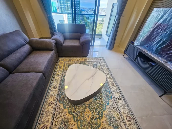 Fully furnished 3 bedroom luxury apartment in RainCoral Residence, 11th Floor, Hulhumale'. A photo of the living room.