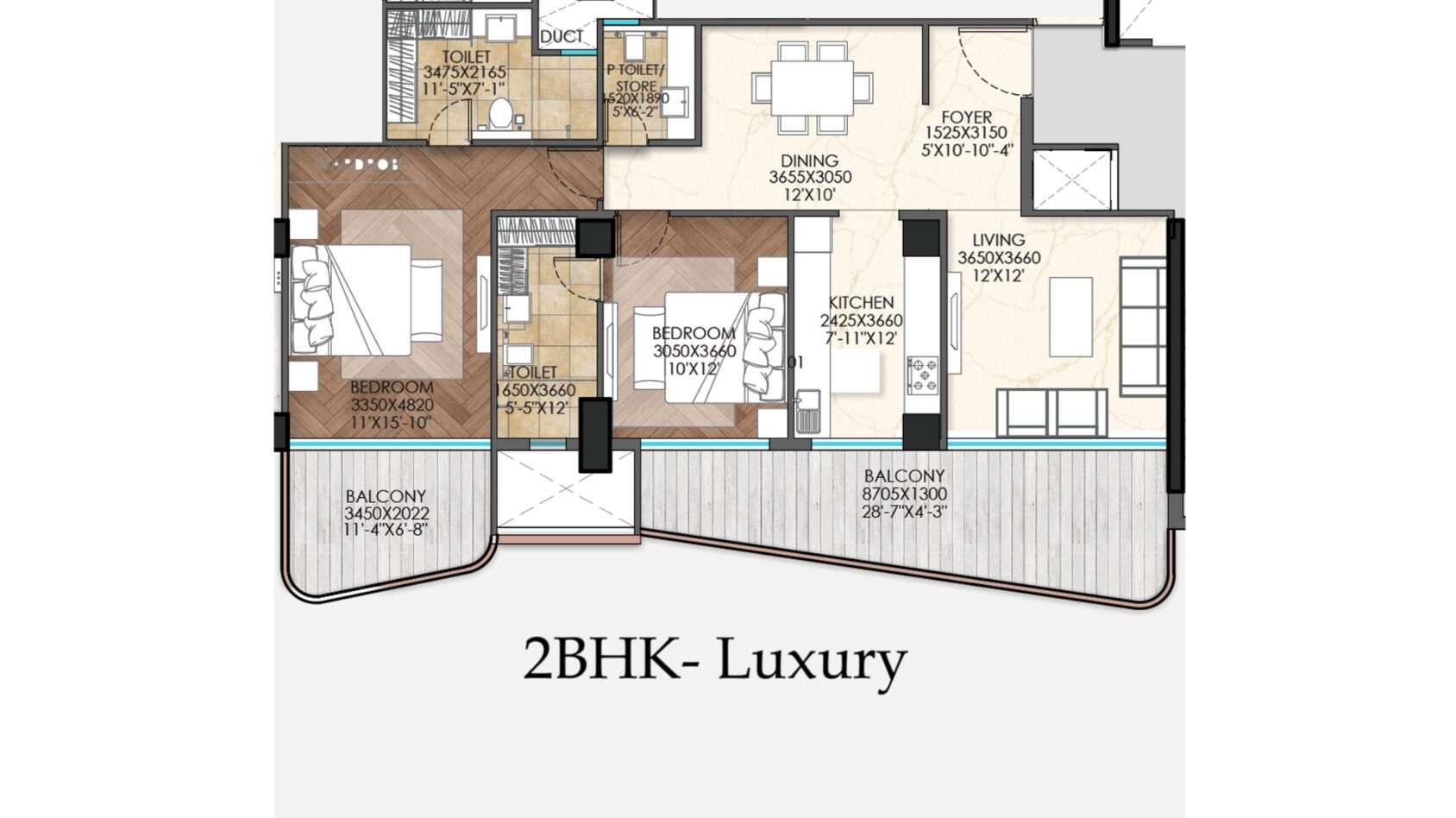 2 Bedrooms (Premium)