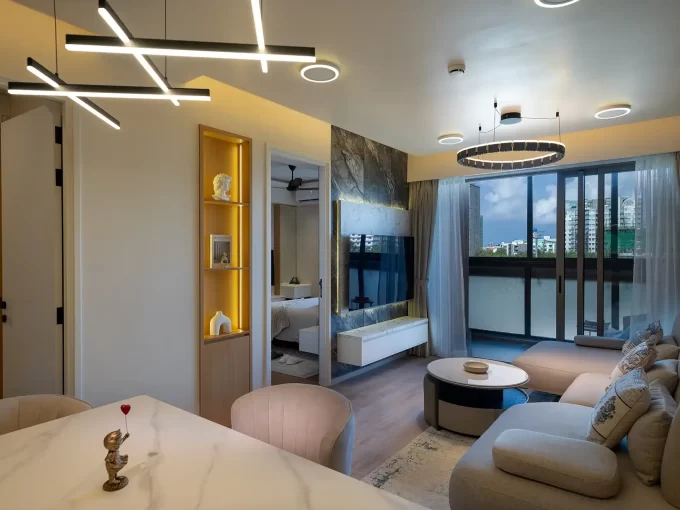 Luxury 3+1 apartment for rent in Solitaire, Hulhumale'. Fully furnished, city view, pool, gym & clubhouse. USD 2,900/month. Move-in ready, rare unit.