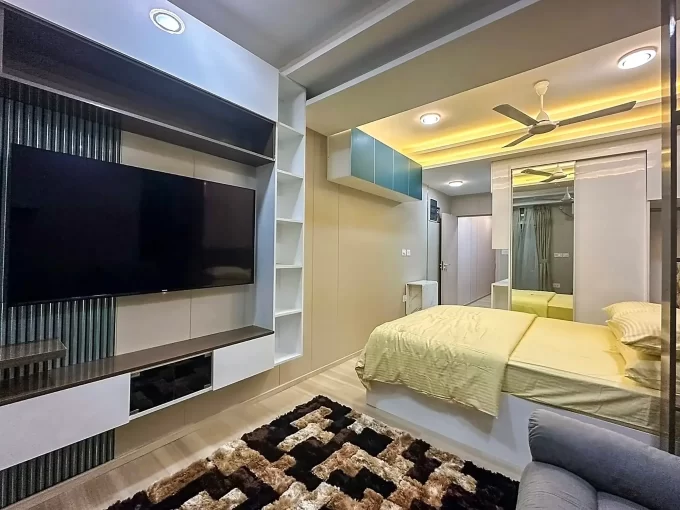 Fully furnished 1 bedroom studio apartment on the 2nd floor of a residential building in Nirolhu Magu, Phase 1, Hulhumale'.