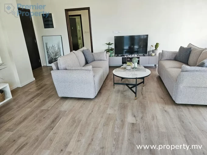 Fully furnished 3+1 bedroom penthouse canal view apartment in Platinum Residences, Block B, Hulhumale'.