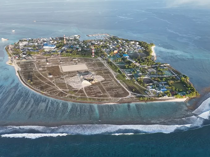 Bare land plot of 1589 sqft for sale at the southern end from the newly reclaimed area in Himmafushi, Kaafu Atoll, Republic of Maldives.