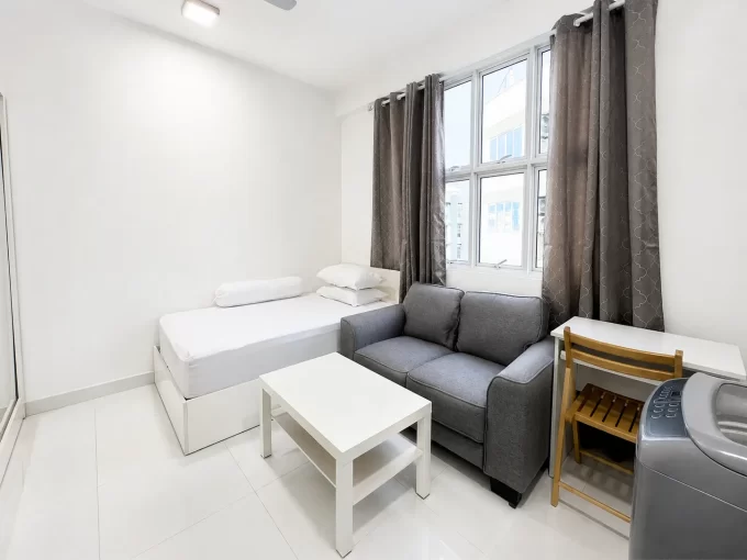 Fully furnished 1 bedroom studio apartment on the 8th floor of a residential building along Haveeree Hingun, Maafannu, Male'.