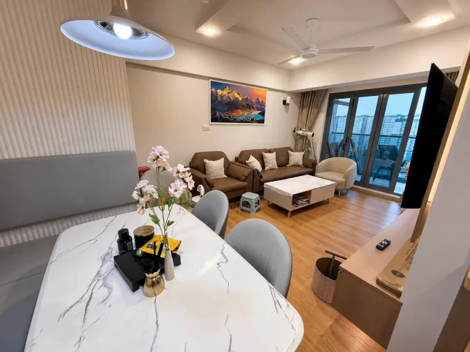 Fully furnished 2+1 bedroom canal view apartment in The Blue Haven Residencies, 12th Floor, Hulhumale'.